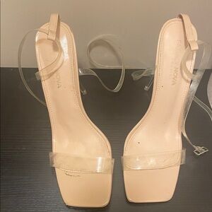 Fashion Nova Clear Strap Nude Heels